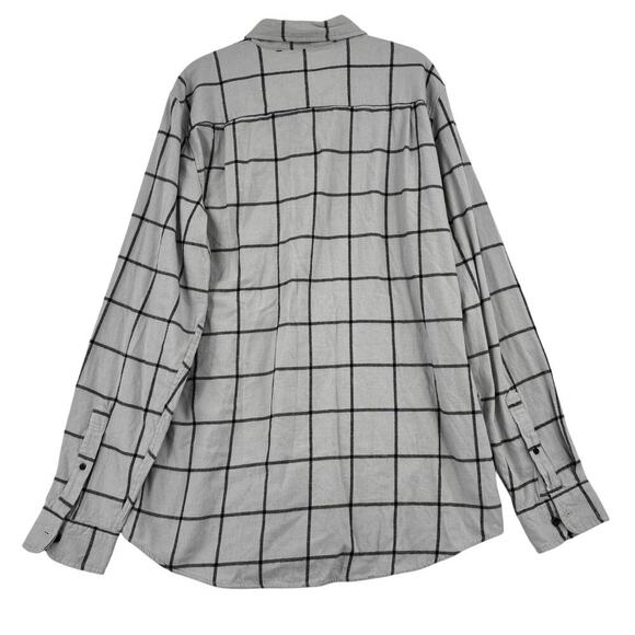 Foundry Signature Flannel Shirt Size LT Gray Plaid Cotton Classic Fit Button Up - Picture 6 of 11